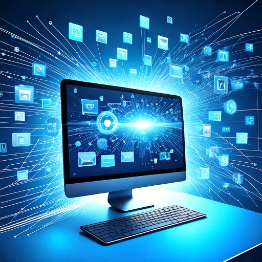 Computer with icons, folders and more